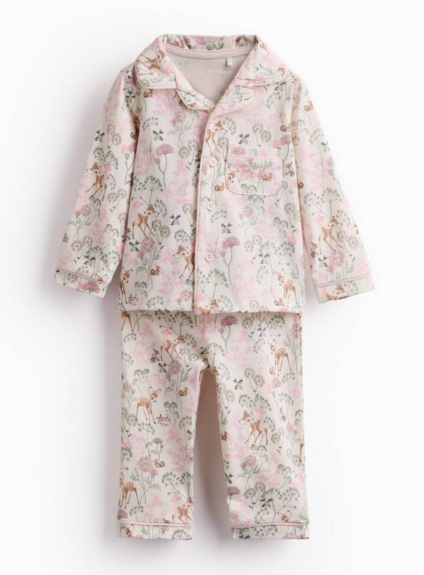 Cream Bambi Print Traditional Pyjamas Up to 3 mths